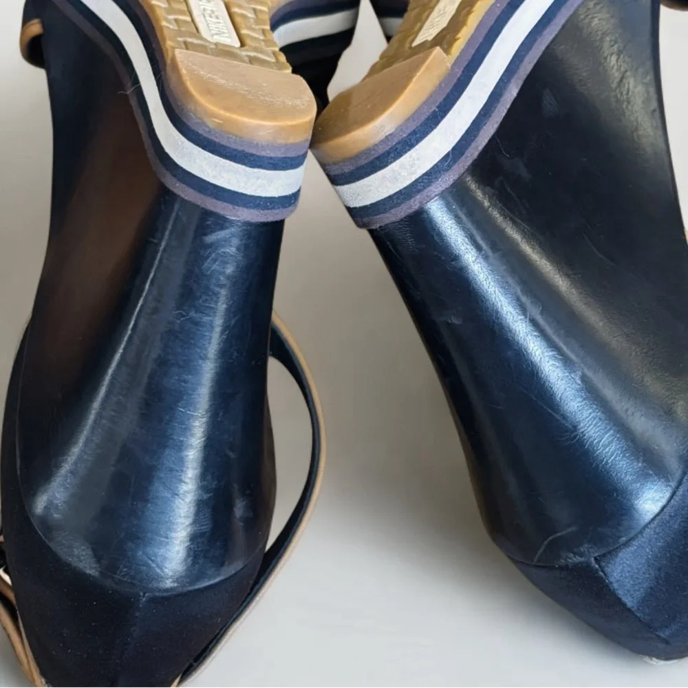 VINTAGE COLE HAAN AIR RICKI NIKE Wedge Sandals Women’s SZ 8 Black & Tan T-Strap